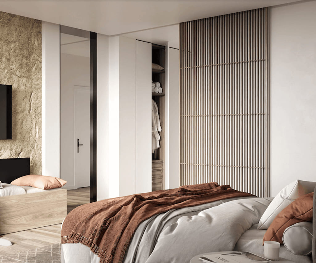 Efektowne lobby hotelu z wysokim sufitem i luksusowym oświetleniem
